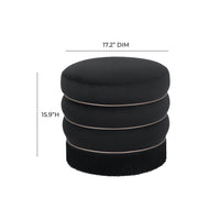 Ettros 17.2" Round Black Performance Velvet Ottoman