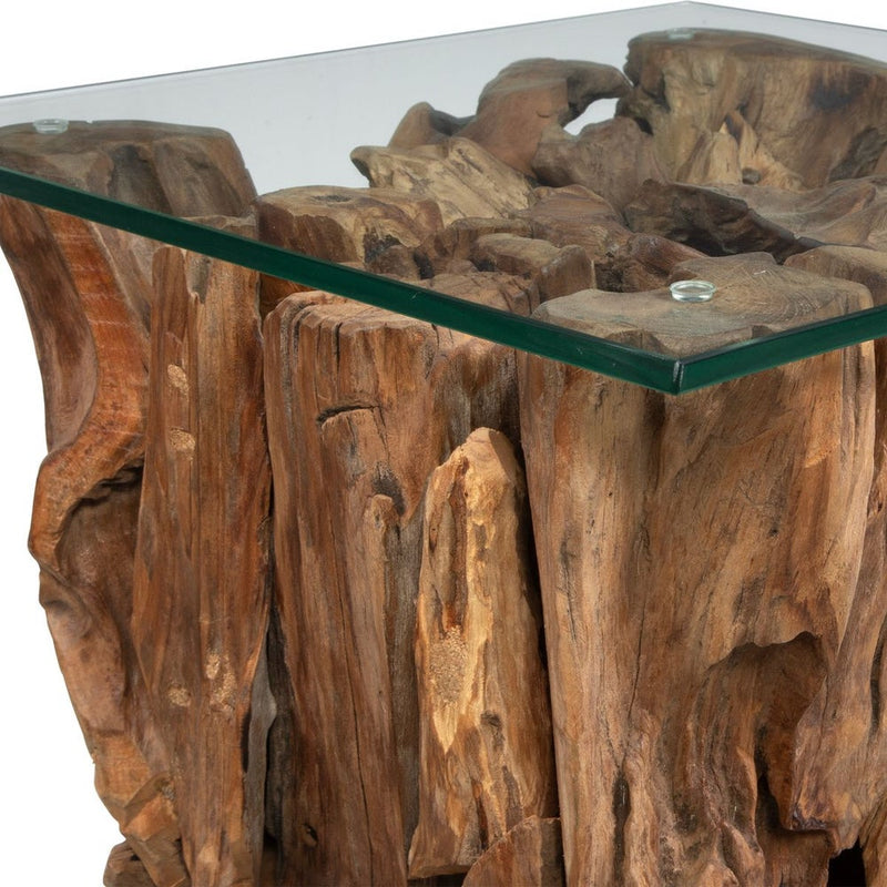 Natural 17" Teak Wood End Table