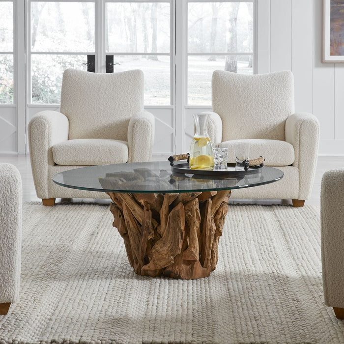 Oakley 43" Round Natural Teak Wood Coffee Table