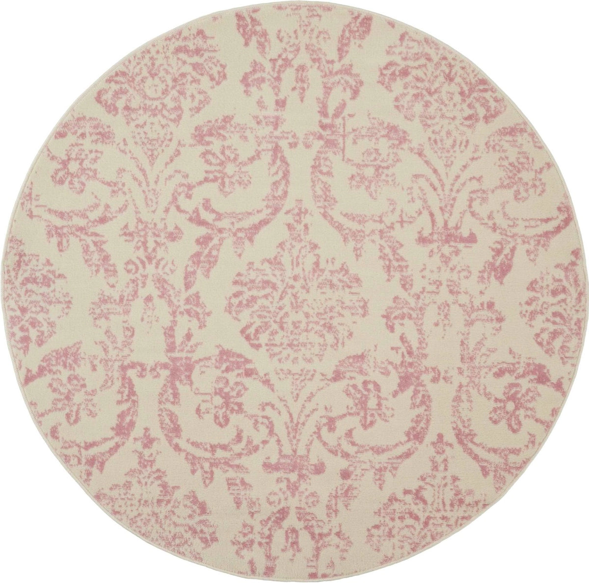 Southern Charm Ivory/Pink Demask Area Rug