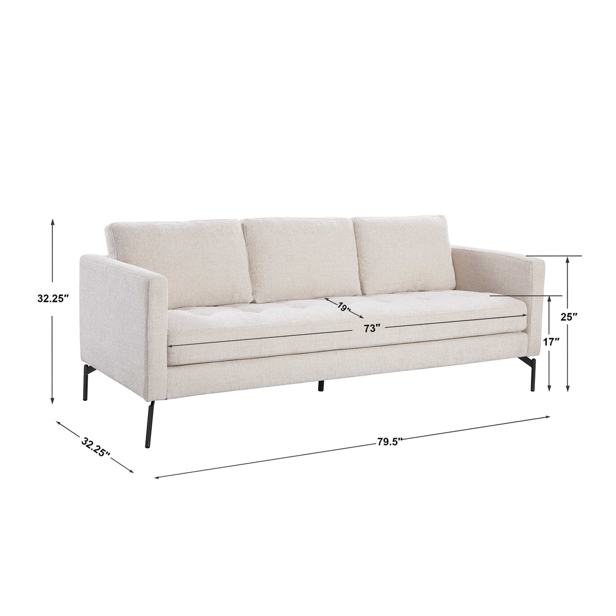 Allegra Ivory Chenille Sofa