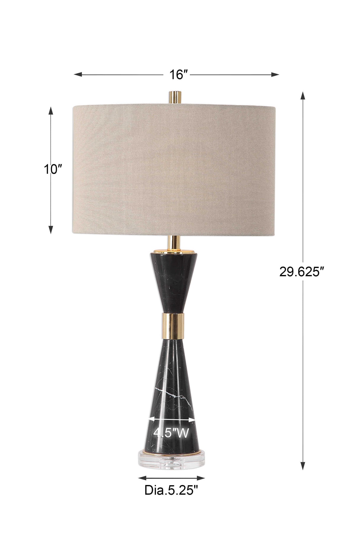 Lucas Black Marble & Gold Table Lamp