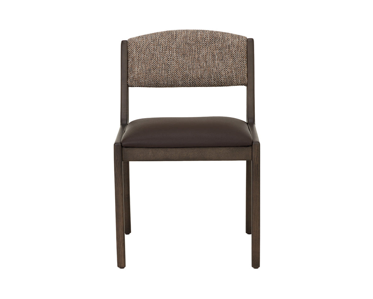Mertola Espresso Faux Leather & Branzino Fabric Dining Chair