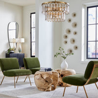 Valor 28" Round Glass & Rich Antique Brass Two Tier Pendant