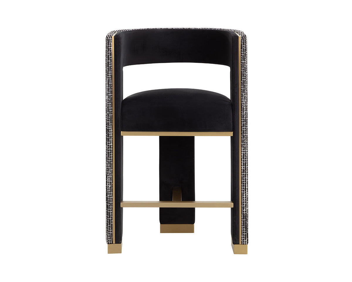 Adamina Black, Night Fabric & Gold Counter Stool