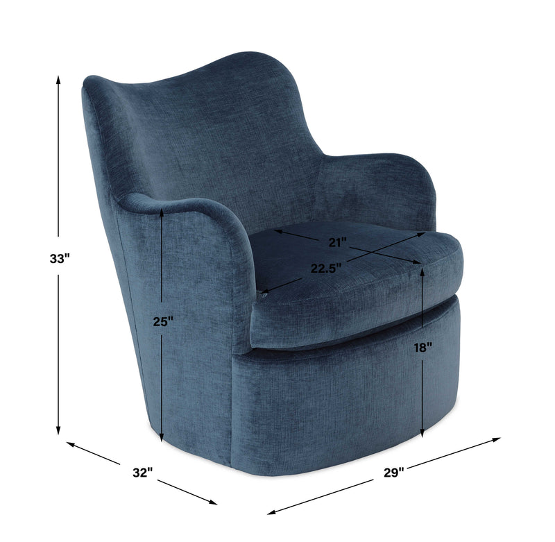 Geovanna Blue Velvet Swivel Chair