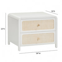 Ameline White Rattan 2 Drawer Nightstand