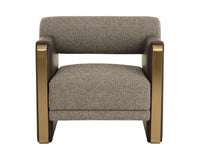 Edgar Earth Fabric, Espresso Faux Leather & Gold Accent Chair