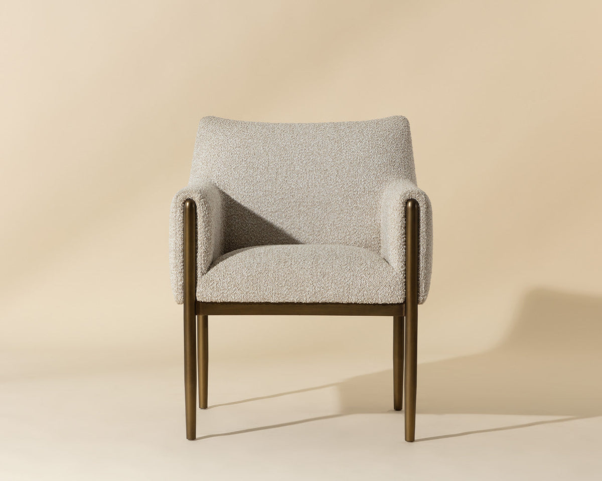 Olea Oatmeal Fabric & Bronze Dining Armchair