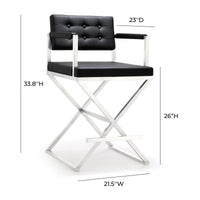 Lila Black Steel Vegan Leather Counter Stool - Luxury Living Collection