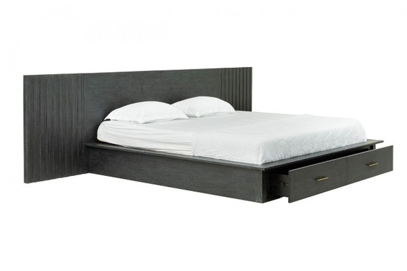 Sedona Contemporary Platform Dark Grey Bed with Drawers