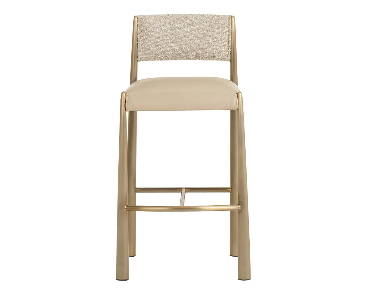 Bayard Oatmeal & Antique Brass Bar Stool