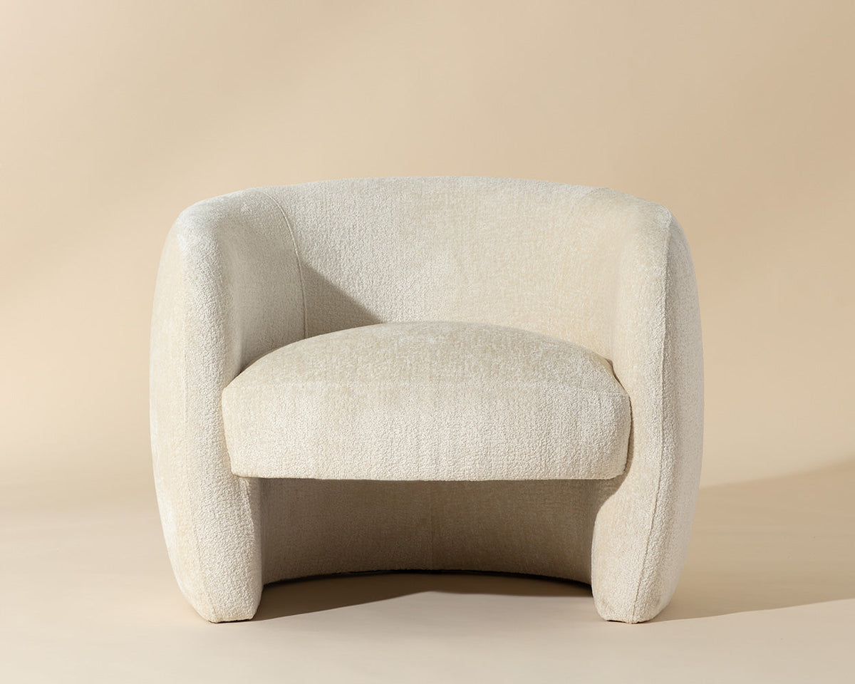 Mircea Ivory Plush Upholstered Curved Accent Chair