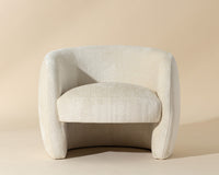 Mircea Ivory Plush Upholstered Curved Accent Chair
