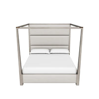 Danette King Taupe Grey Canopy Bed & 2 Nightstands