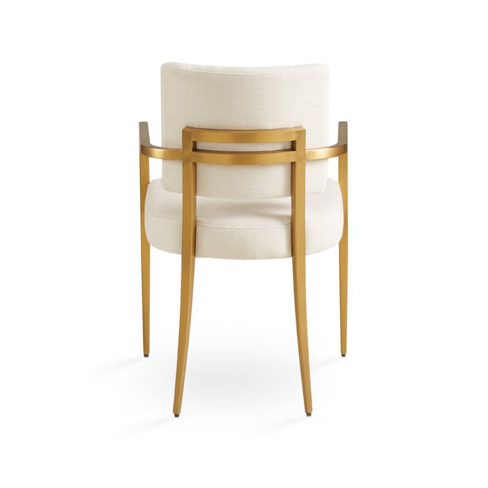 Rebeka Ivory Linen & Gold Dining Chairs - With Arms (Set of 2)