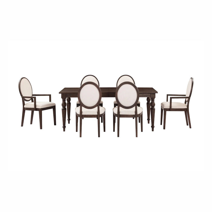 Lunaris Dark Brown and Beige Performance Fabric Dining Armchair (Set of 2)