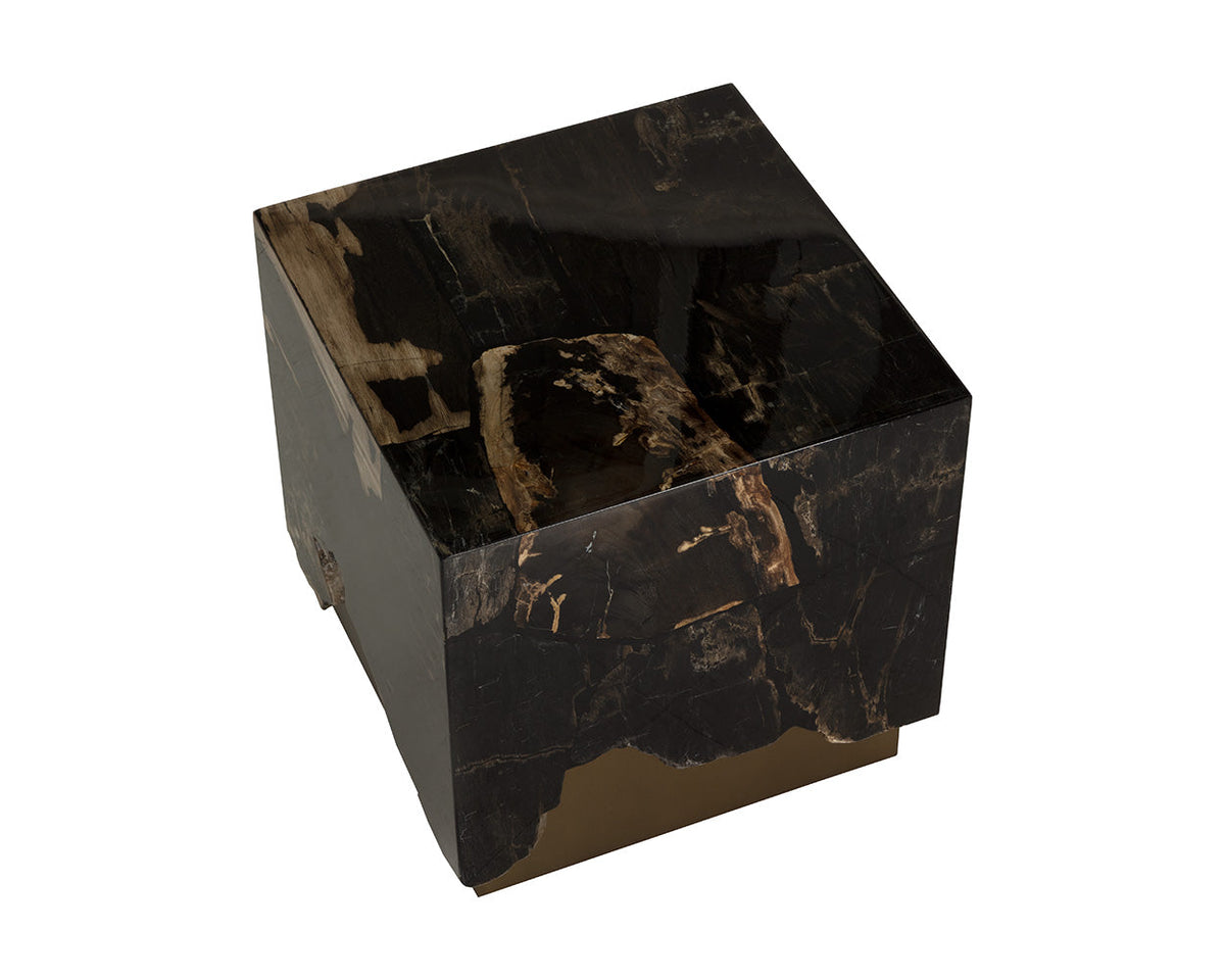 Truett 20" Black Polished Wood & Gold End Table