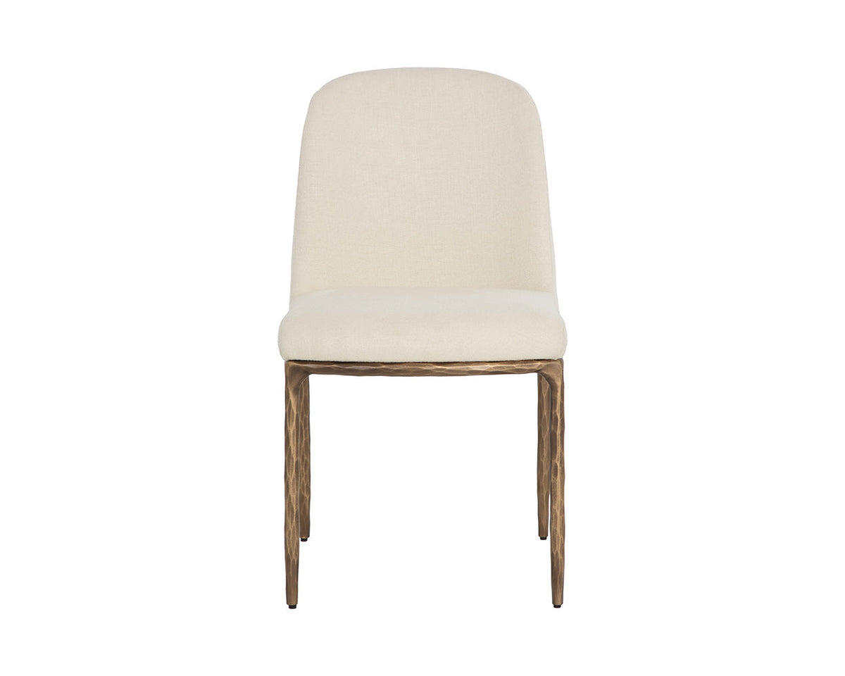 Nestor Cream Performance Fabric & Antique Brass Dining Chair (Set of 2)