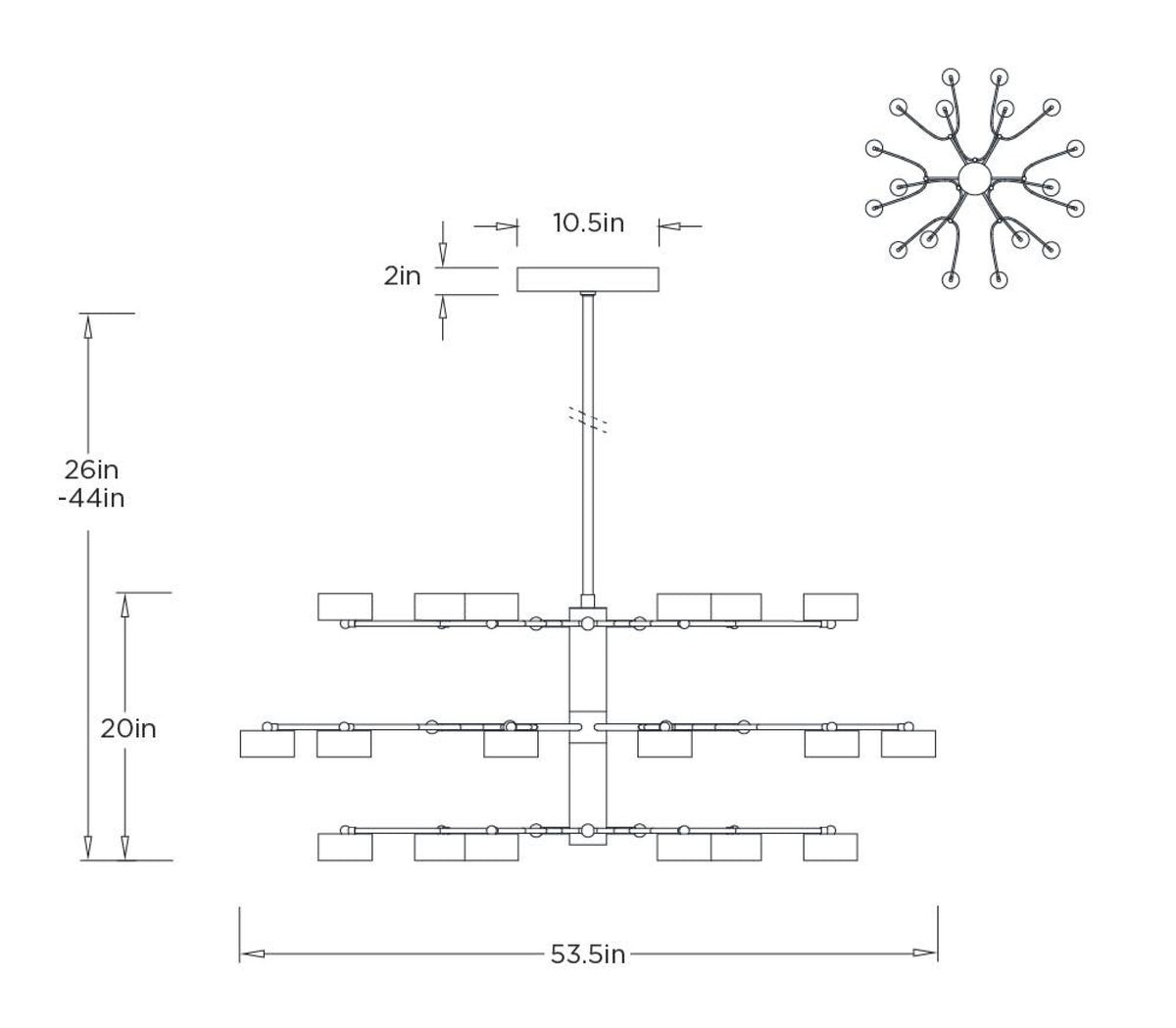 Glacielle 54" Antique Brass & Glass Chandelier