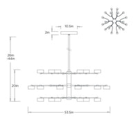 Glacielle 54" Antique Brass & Glass Chandelier
