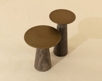 Aditi Travertine & Antique Brown/Brass Accent Table (2 Sizes Available)