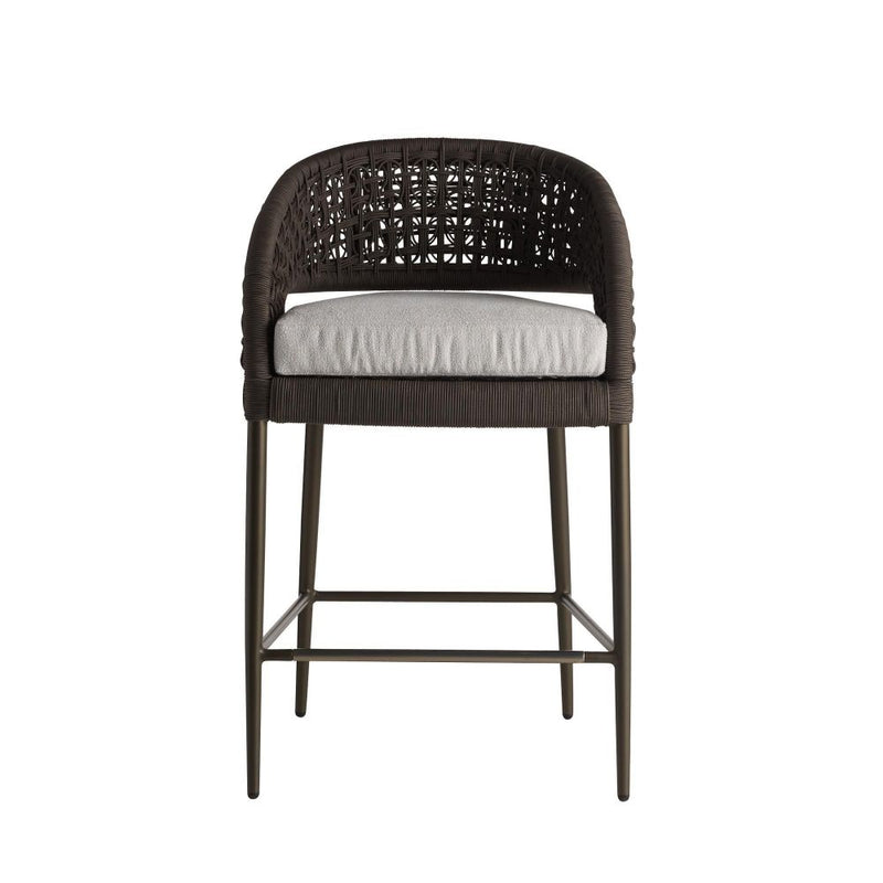 Juri Outdoor Charcoal Brown Barrel Counter Stool
