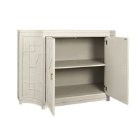 Cove 58" Antique White Rattan Overlay Cabinet