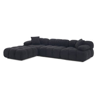 Vogue Black Vegan Shearling 4-piece Modular Sectional