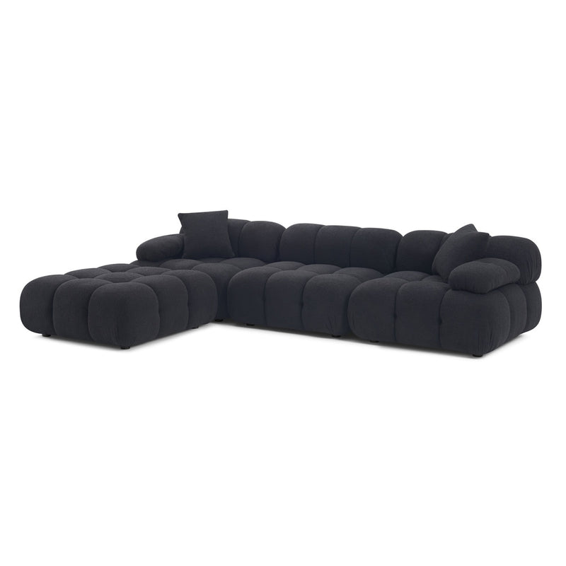Vogue Black Vegan Shearling 4-piece Modular Sectional