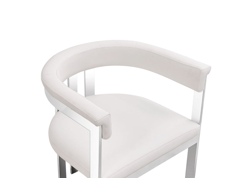 Thisbe Modern White Vegan Leather + Stainless Steel Dining Chair