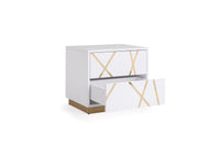 Ivo Modern White Faux Leather & Gold Bed With Nightstands