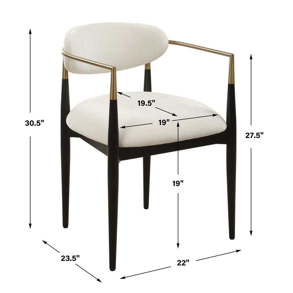 Harper Off White Velvet Dining Arm Chair