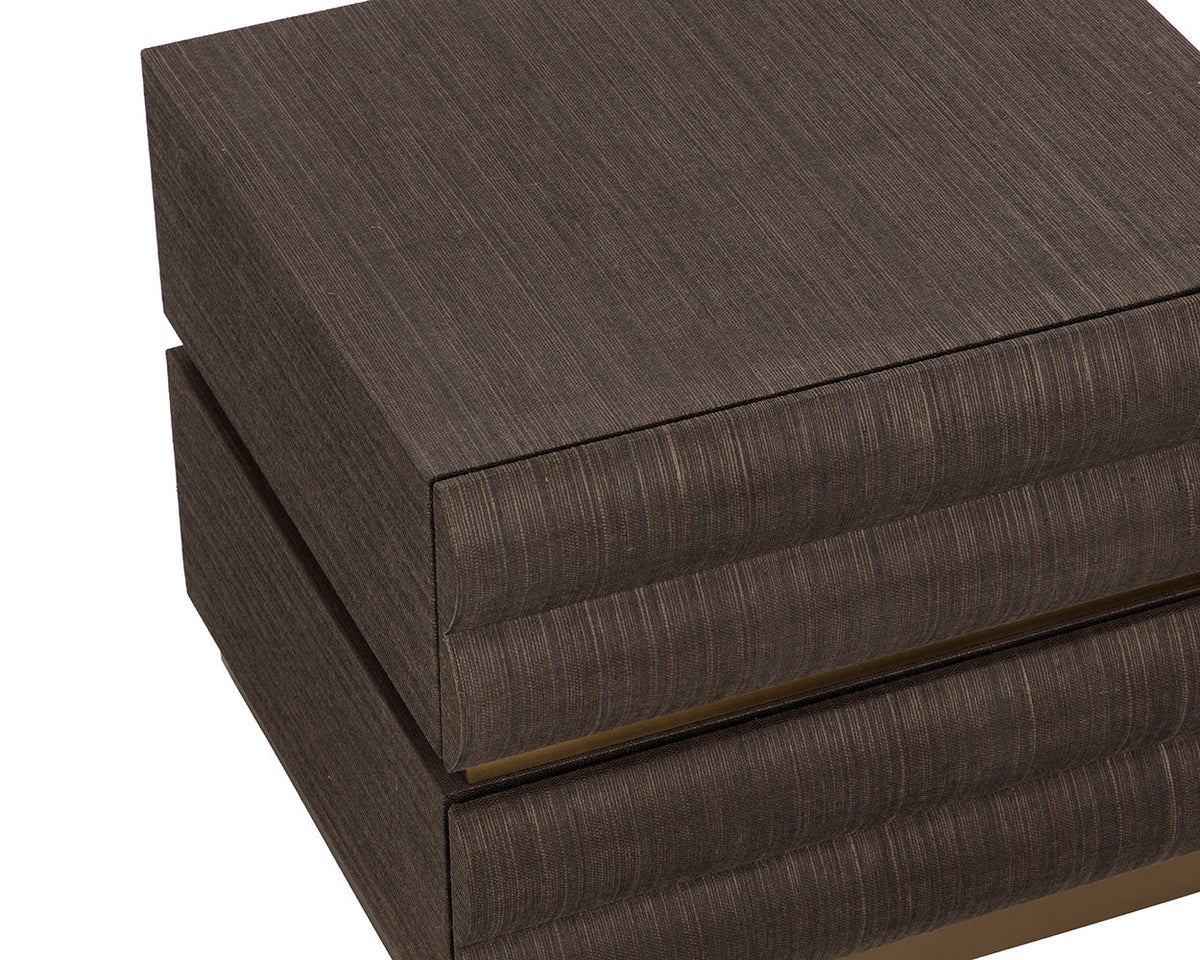 Subira Chocolate Raffia & Gold Nightstand