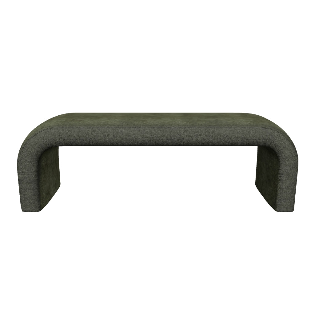 Nahara Rich Olive Plush Upholstered Arch Bench