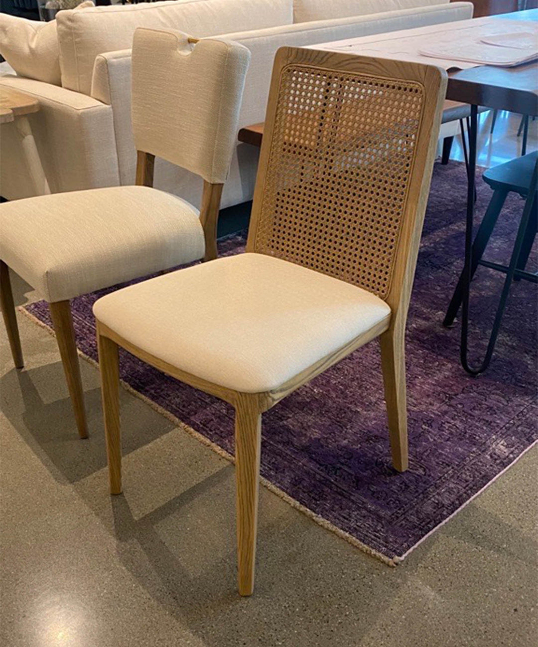 Cane Oyster Linen Natural Dining Chair (Set of 2)
