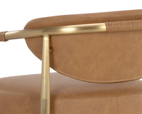 Heloise Cognac Faux Leather & Gold Counter Stool