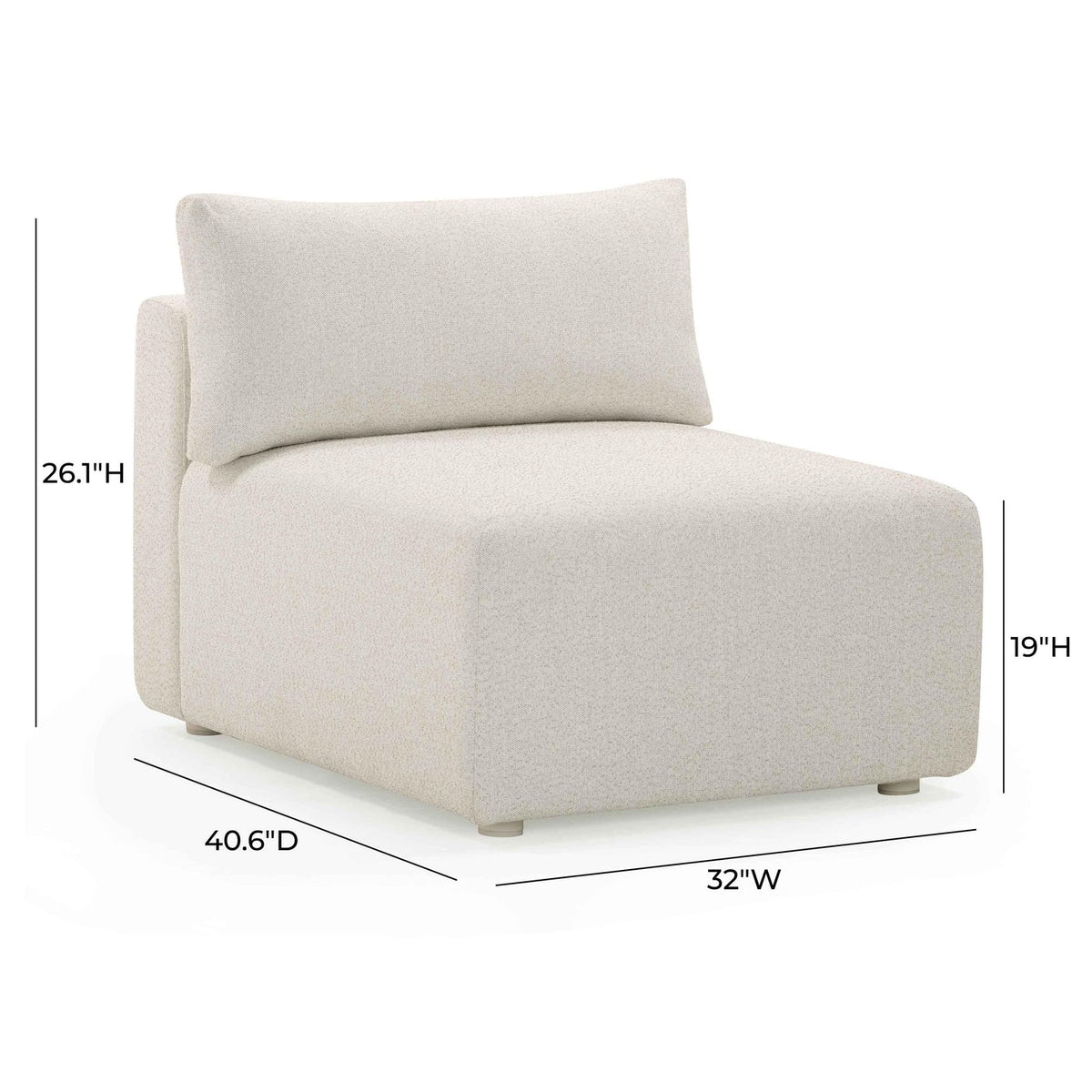 Karsyn Cream Performance Fabric Outdoor Modular Armless Chair