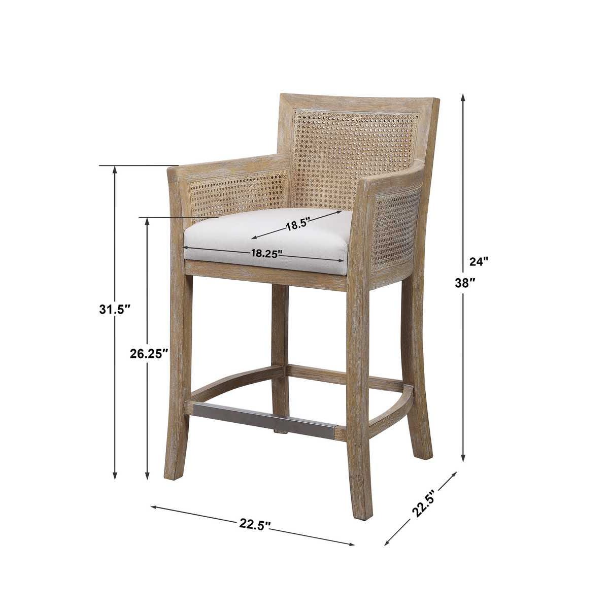 Ennis Off White Polished Nickel Counter Stool