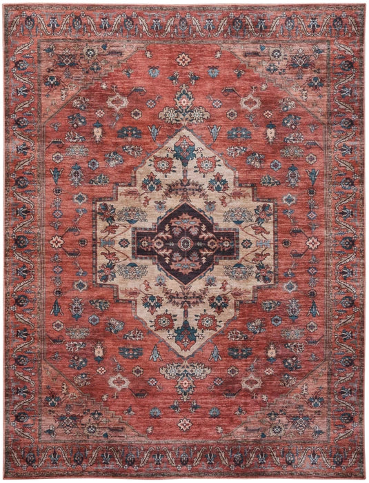 Ruby Rust Multicolour Washable Area Rug