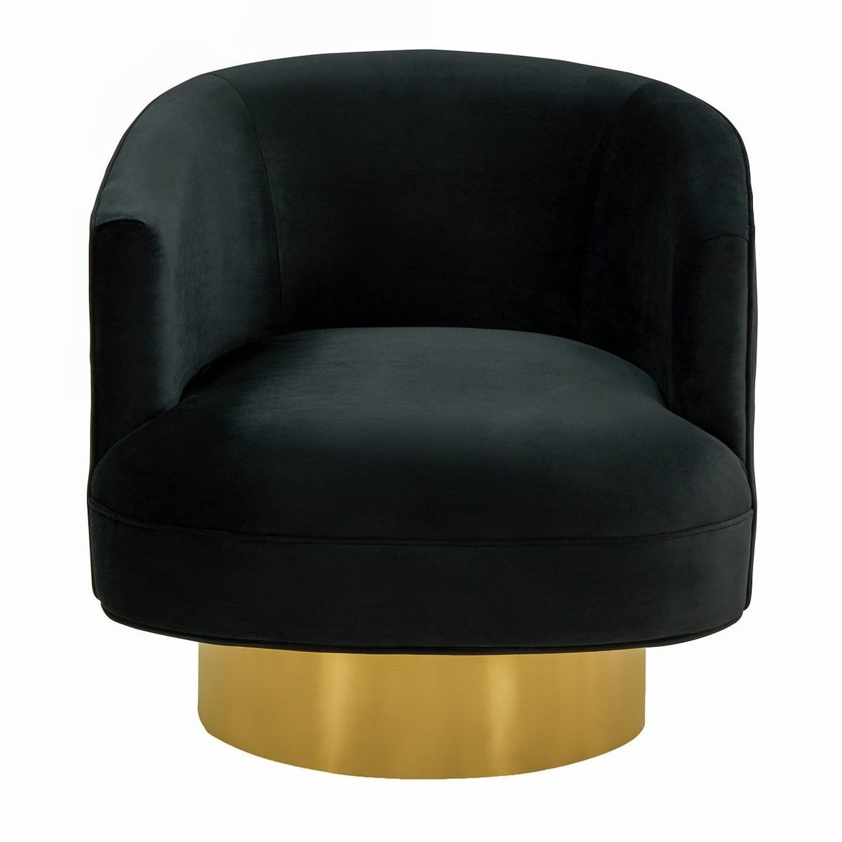 Bergen Modern Black Fabric with Brushed Gold Accent Chair