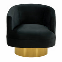 Bergen Modern Black Fabric with Brushed Gold Accent Chair