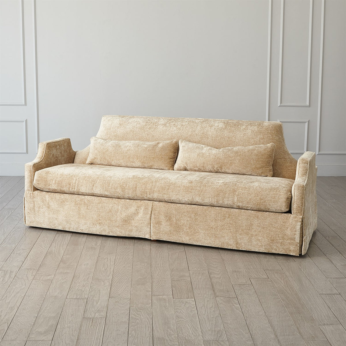 Regal 90" Hazelnut Skirted Sofa