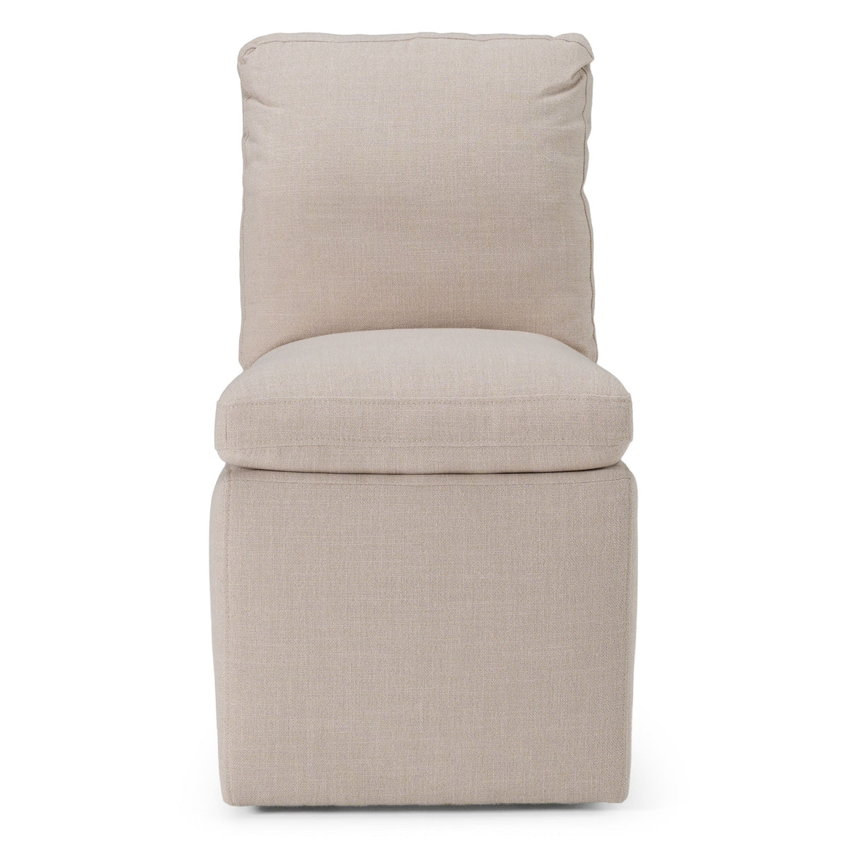 Damaris Modern Beige Linen Dining Chair With Castor Wheels