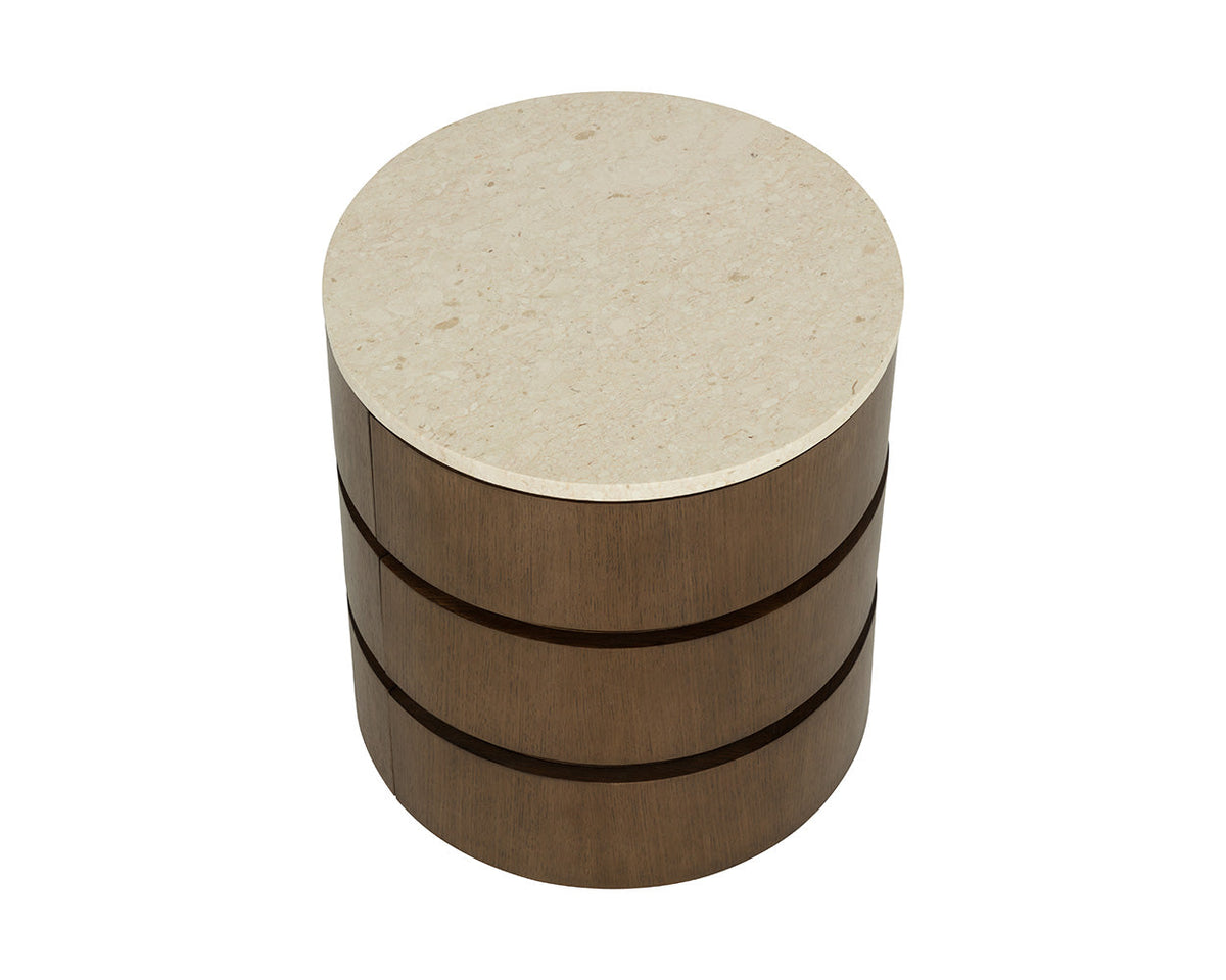 Caldora Oak Veneer & Marble Top Nightstand