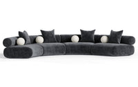 Evelyn 4 Piece Dark Grey Curved Modular Sectional Sofa