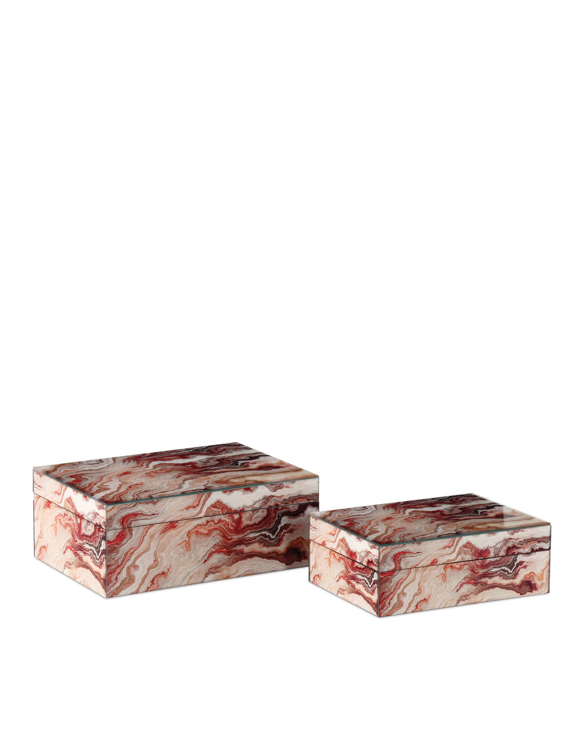 Celestial Red Swirl Boxes (Set of 2)