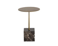 Meridia Antique Brass & Brown Emperador Marble Accent Table