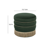 Ettros 17.2" Round Green Performance Velvet Ottoman