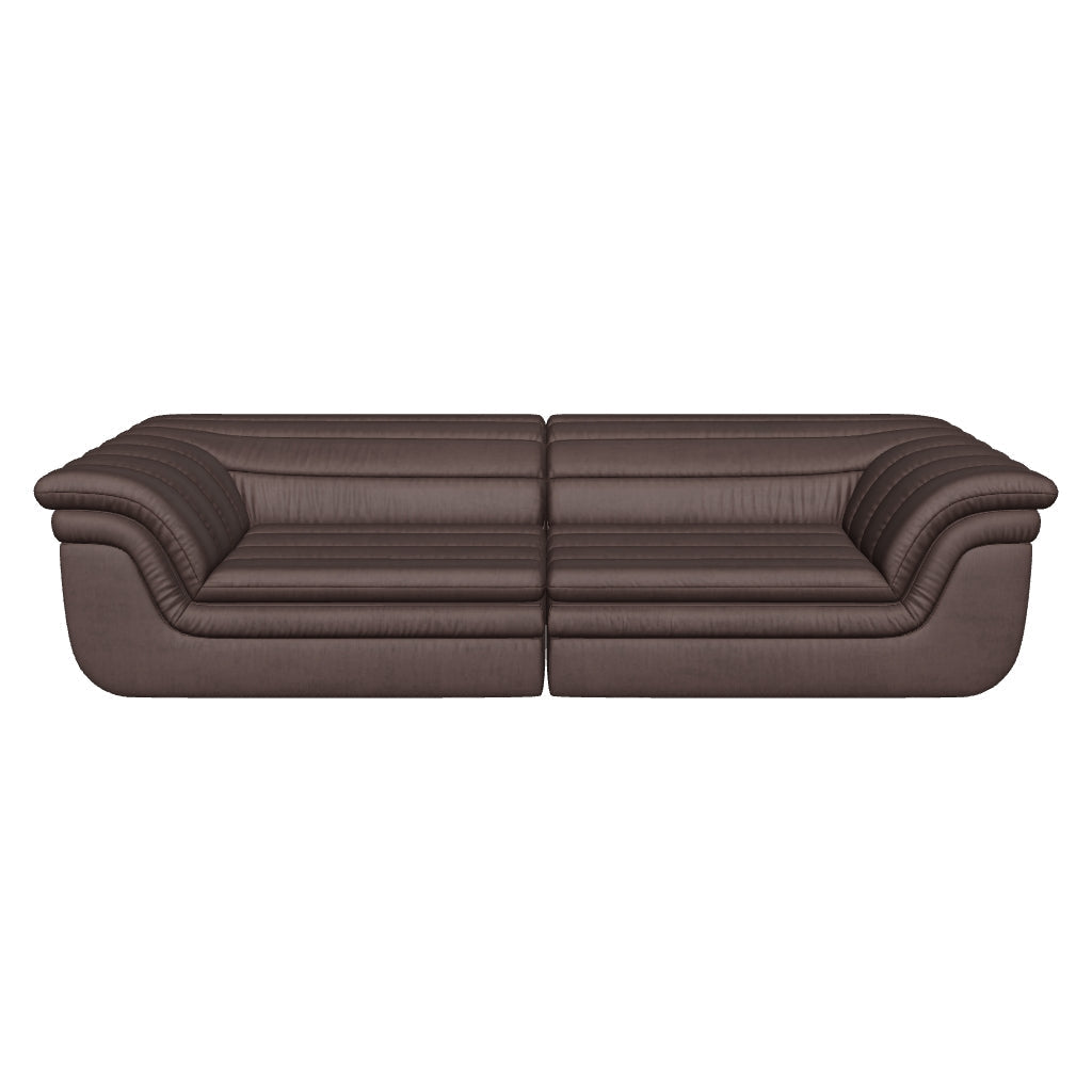 Bello 115" Mink Plush Channel Tufted Sofa
